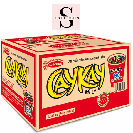Thùng 24 mì ly Caykay vị bò 66g