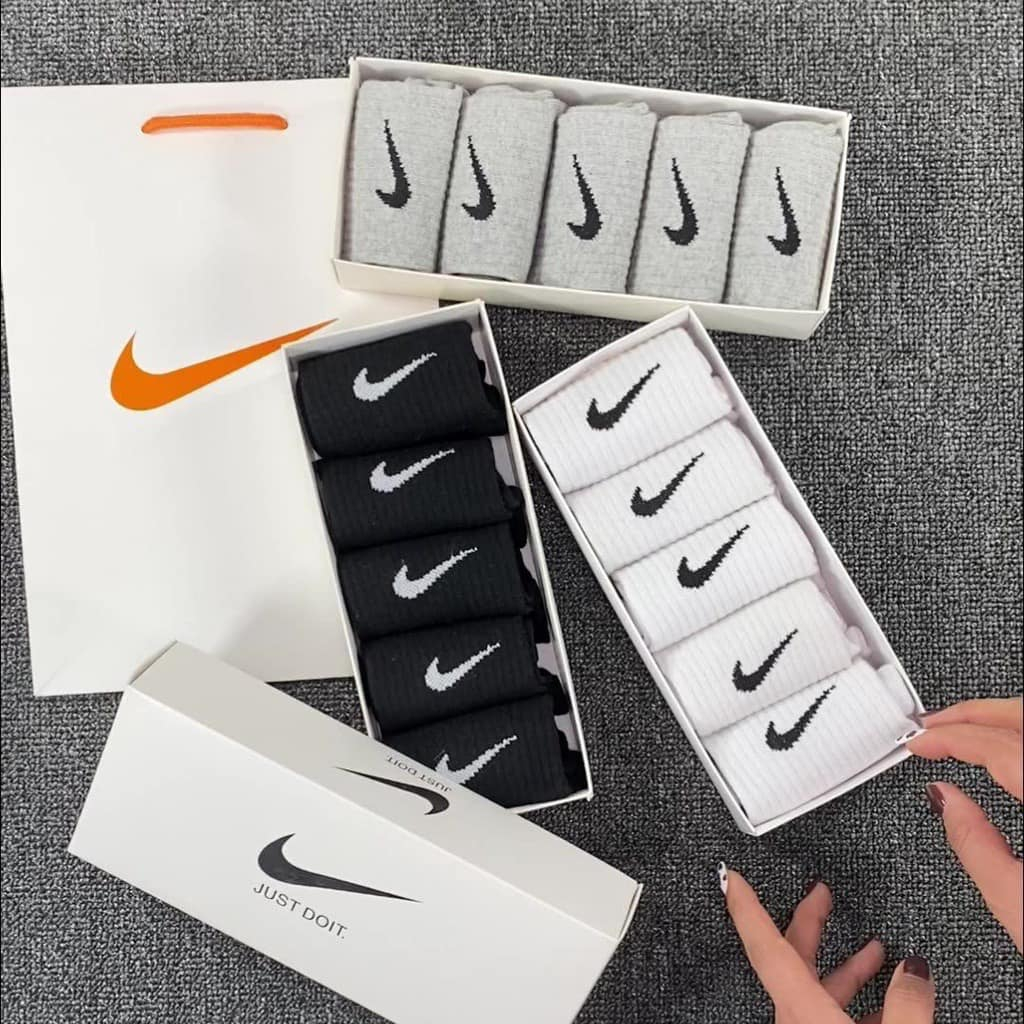 Tất Nike dệt kim CAO CẤP 3 màu trắng, xám, đen, dày dặn thoáng khí không gây mùi
