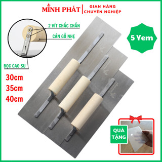 [ Quà Tặng 🎁🎁🎁 ] Dao Trét Bột Sơn Nước Cán Gỗ Thép Cao Cấp Thép Trắng 5 Yem, Dao Thép Trét Bột Matit Bột Bả Minh Phát 30
