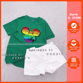 Áo thun nữ mickeychất liệu cotton 100% form rộng co giãn 4 chiều kiểu dáng basic