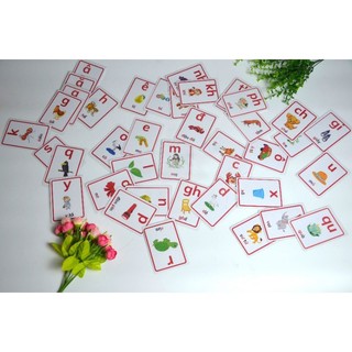 Tiếng việt( bộ thẻ flashcards chữ cái, chữ ghép, vần tiếng việt ) in ép plastic