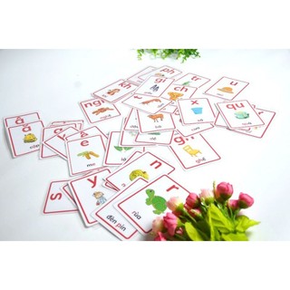 Tiếng việt( bộ thẻ flashcards chữ cái, chữ ghép, vần tiếng việt ) in ép plastic