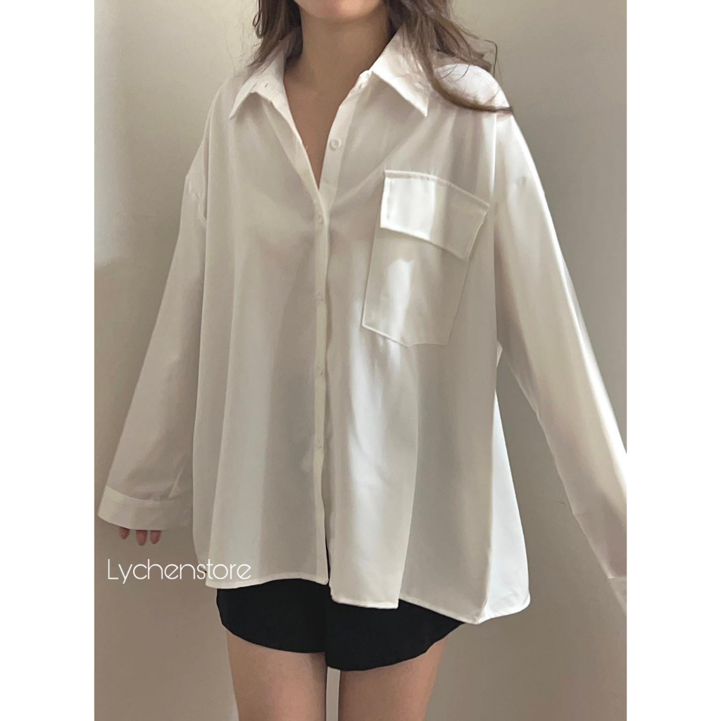 𝐋𝐘𝐂𝐇𝐄𝐍-Sơ mi trắng basic túi hộp