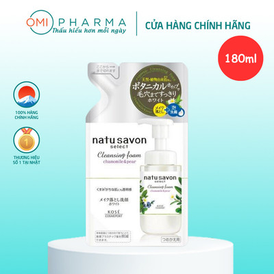 Sữa Rửa Mặt Tạo Bọt Softymo NatuSavon Kose Nhật Bản Hương Hoa Cúc Và Lê (Túi Refill 180ml)