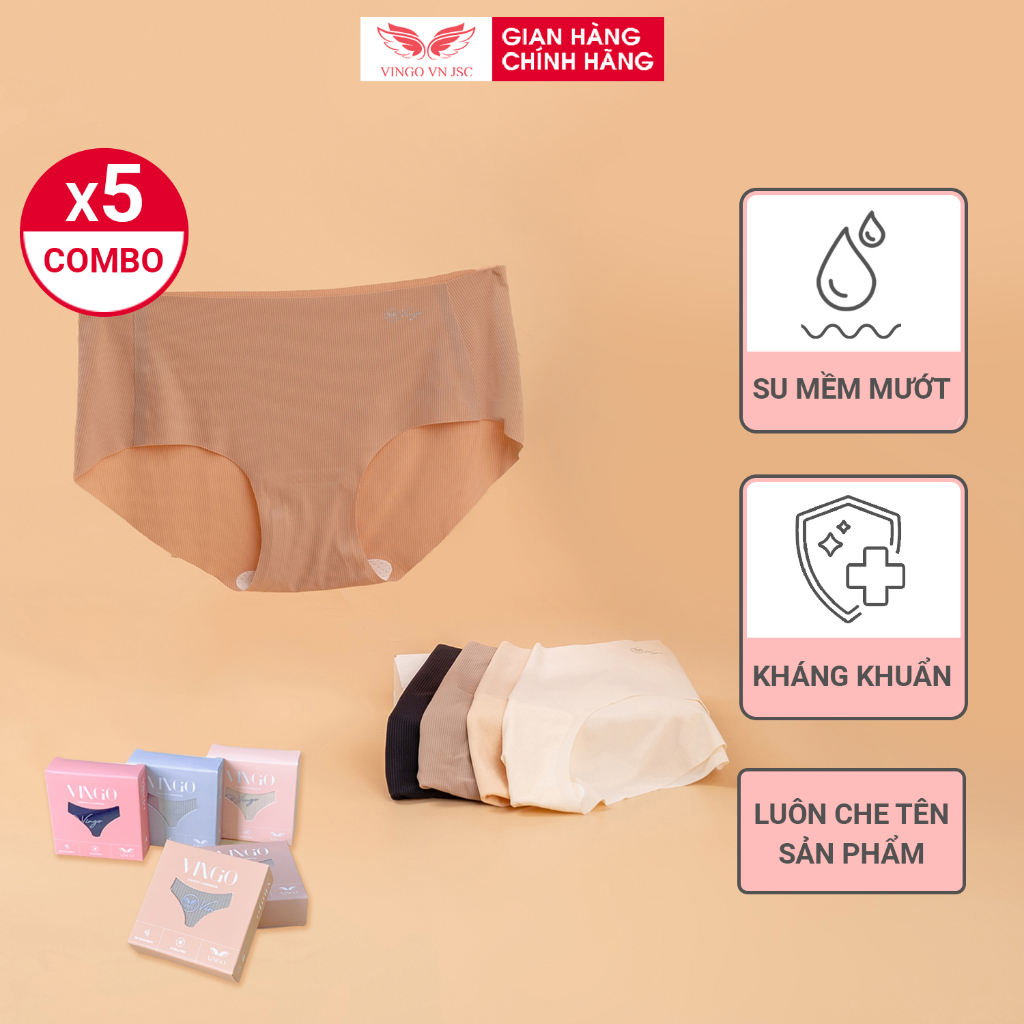 Combo 5 quần lót nữ hộp phấn su thạch tàng hình cạp cao VINGO hàng Việt Nam CB74 VNGO