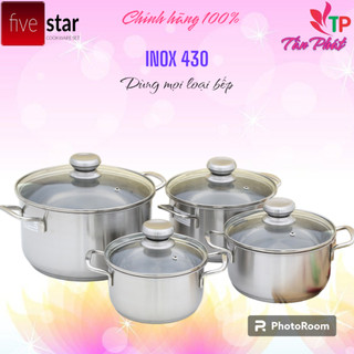 BỘ 4 NỒI INOX 3 ĐÁY FIVESTAR bảo hành 5 năm, ĐÁY TỪ SỬ DỤNG MỌI LOẠI BẾP