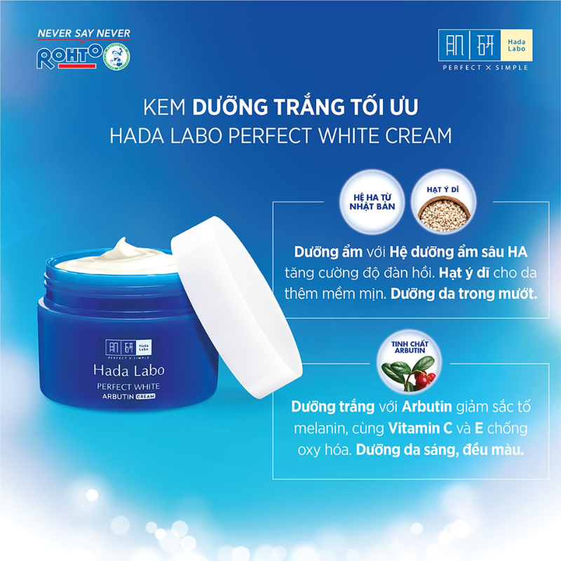 Kem dưỡng trắng da tối ưu Hada Labo Perfect White Tranexamic Acid Cream 50g