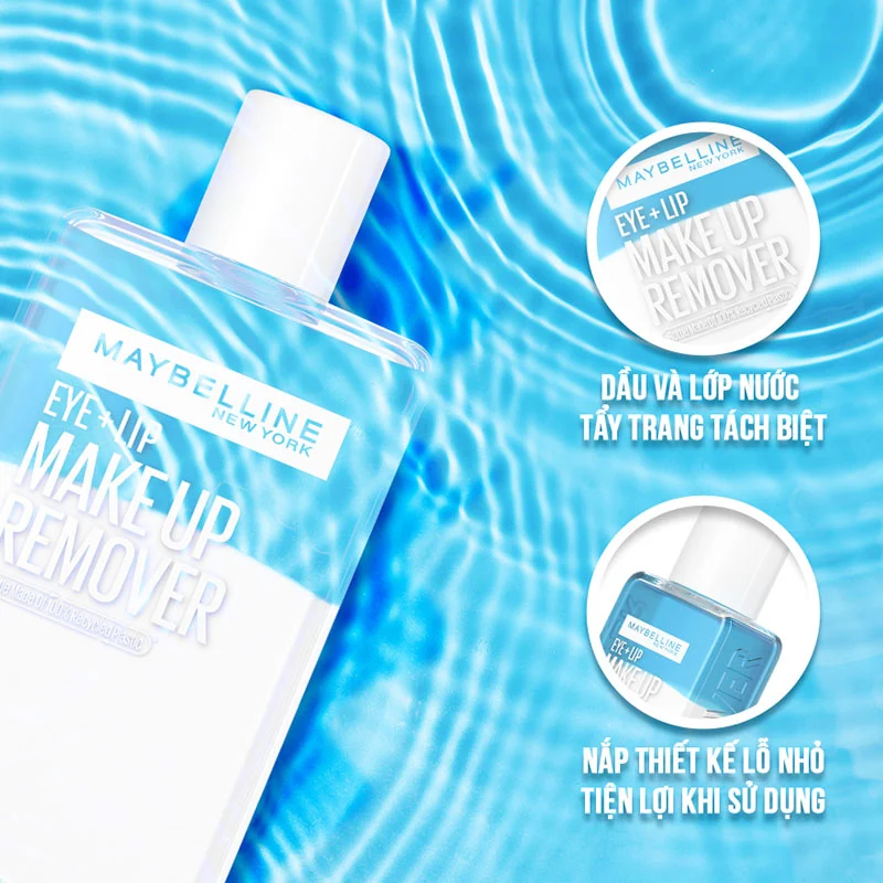 Nước tẩy trang mắt và môi Maybelline New York Eye & Lip Makeup Remover 150ml