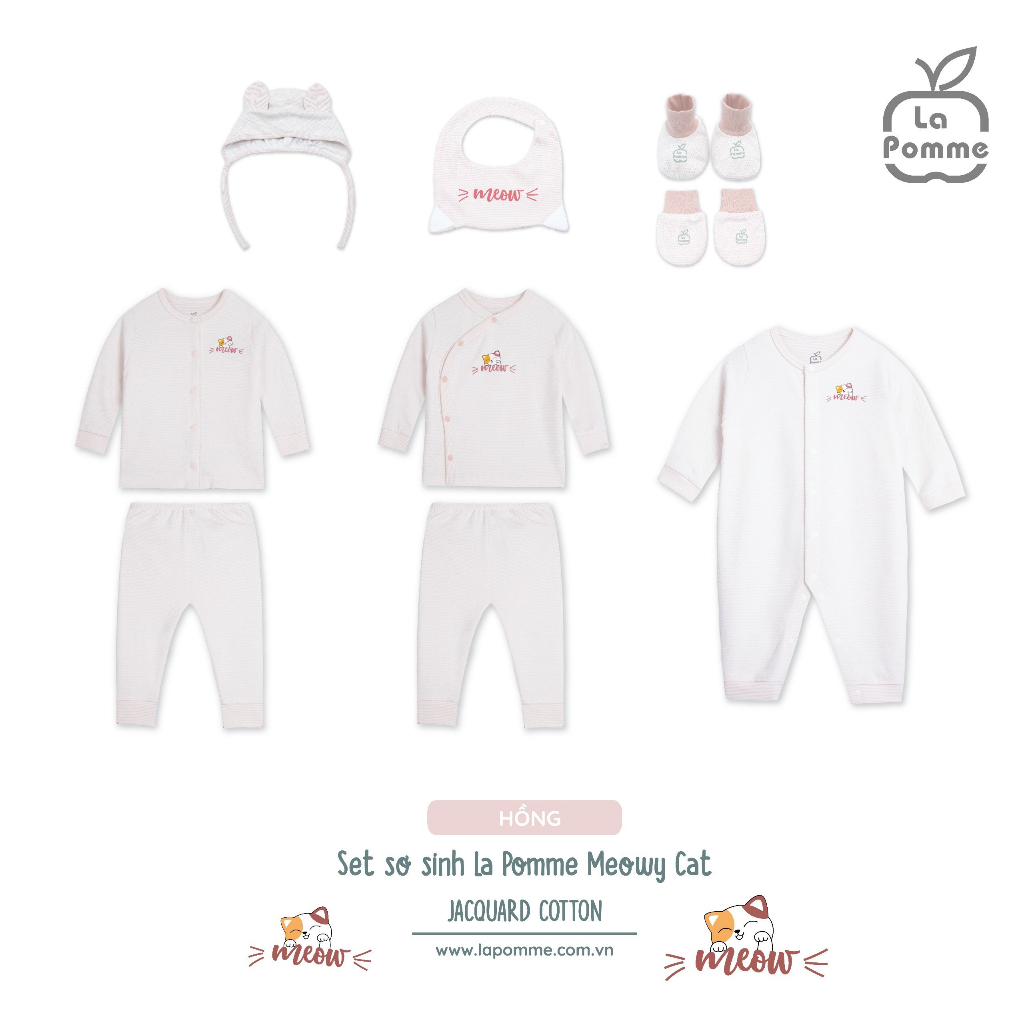 La Pomme Set sơ sinh mèo hồng  AW2023