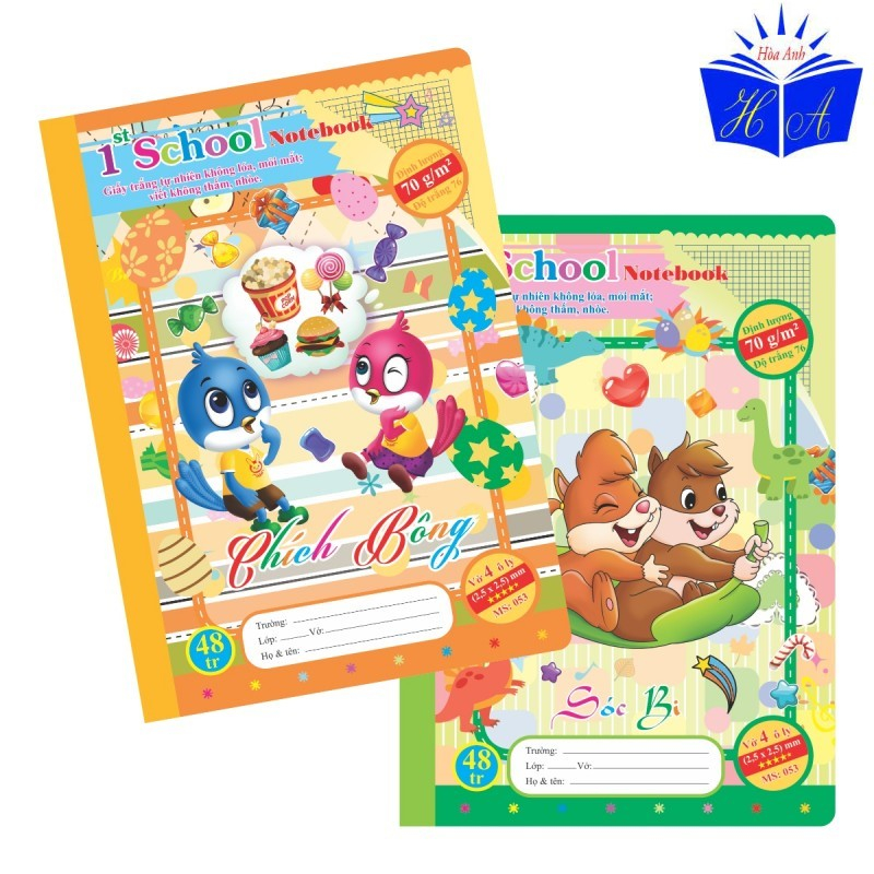 Vở 4 ô ly 1st School KLONG B5- 48 trang 70/76; MS: 053