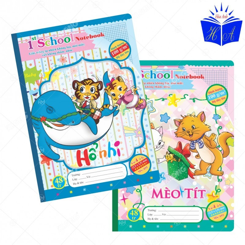 Vở 4 ô ly 1st School KLONG B5- 48 trang 100/76; MS: 055