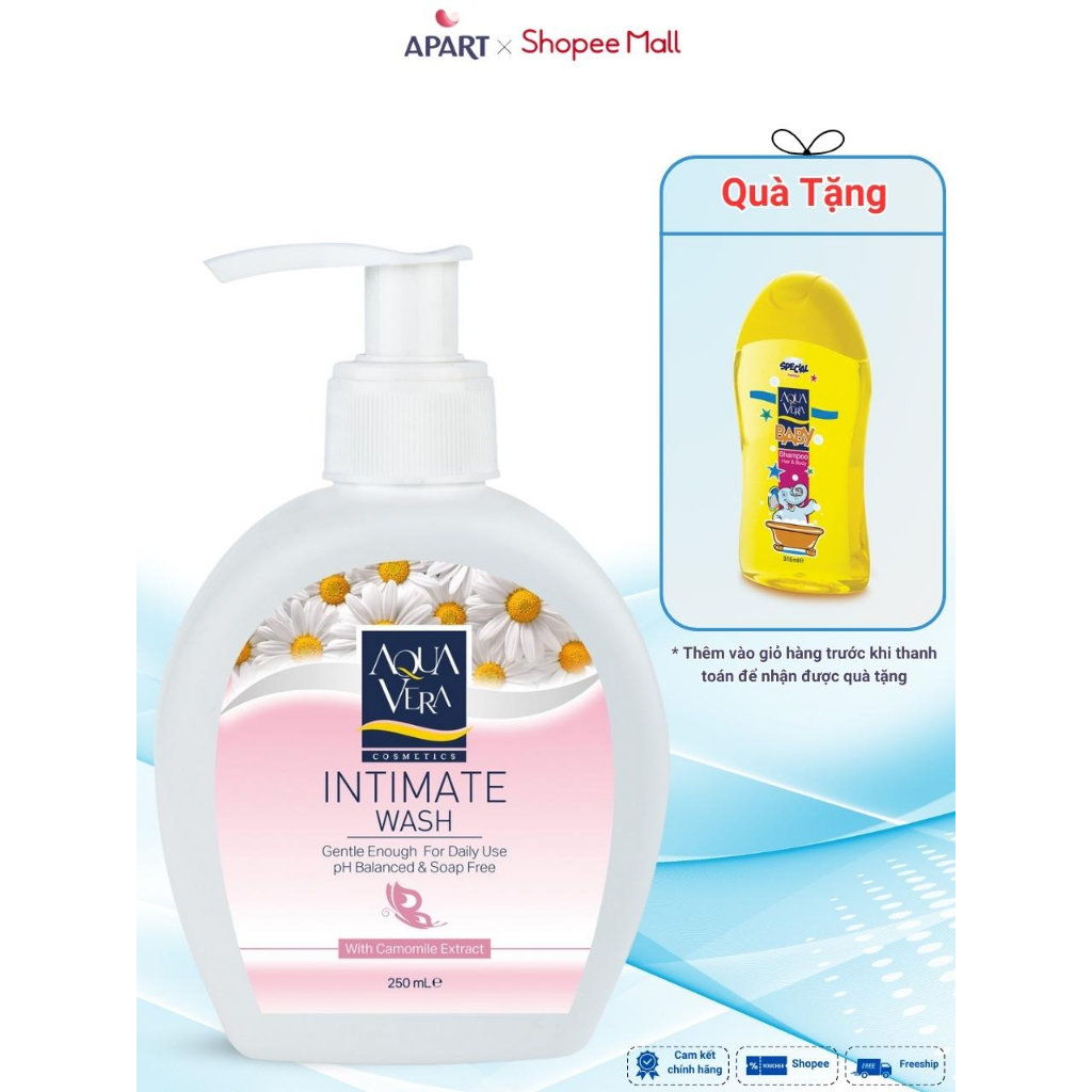 Dung Dịch Vệ Sinh Phụ Nữ AquaVera Khử Mùi Và Ngăn Ngừa Viêm Nhiễm 250ML