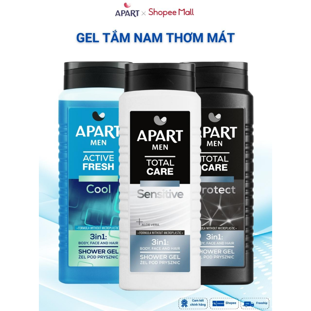 Sữa Tắm Gel tắm nam Apart Men chăm sóc toàn diện 3 trong 1 Hương Thơm