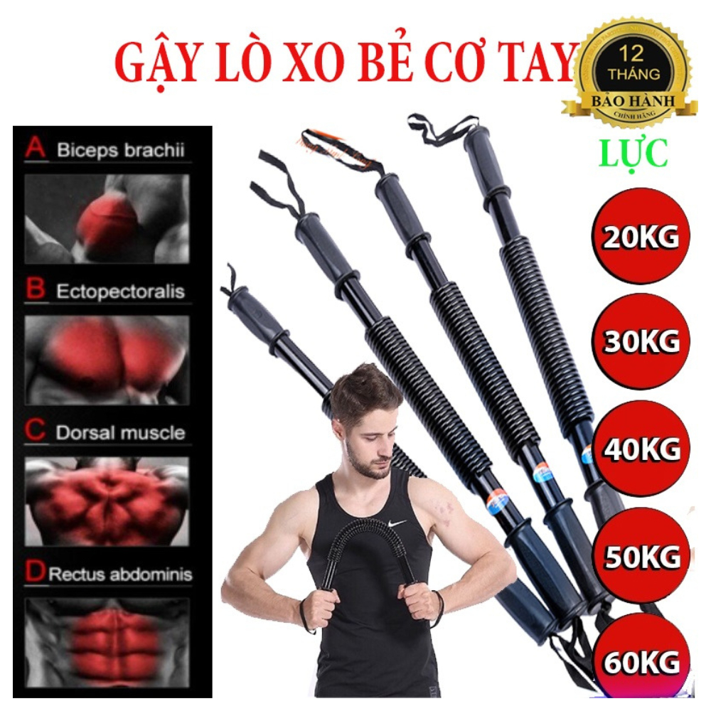 Gậy Bẻ Lò Xo Ti Tan Lực Bẻ Từ 20KG Đến 50KG Tập Tay,Vai,Xô,Ngực Body YUNOZA Bảo Hành 12Tháng