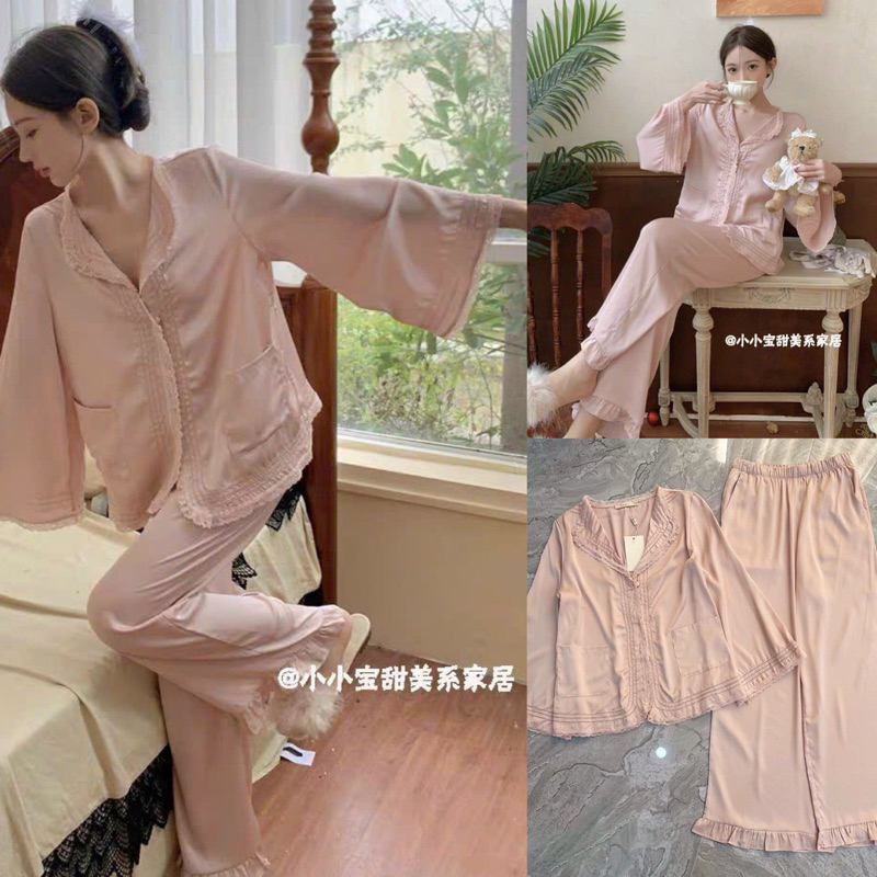 BỘ LỤA DÀI TRƠN HỒNG QUẢNG CHÂU CAO CẤP MÃ 2023-34