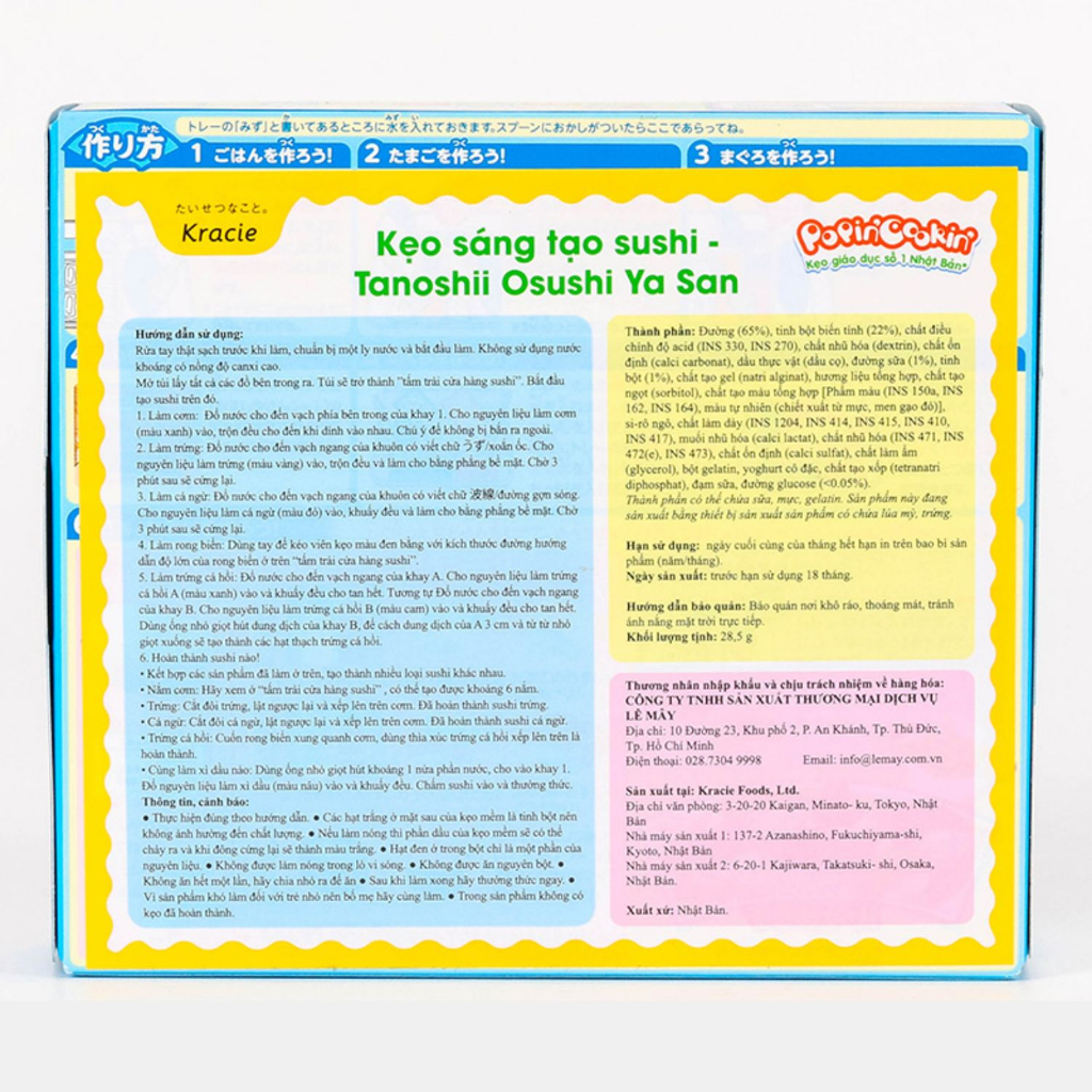 Kẹo sáng tạo sushi Kracie Popin Cookin 28.5g - Hachi Hachi Japan Shop