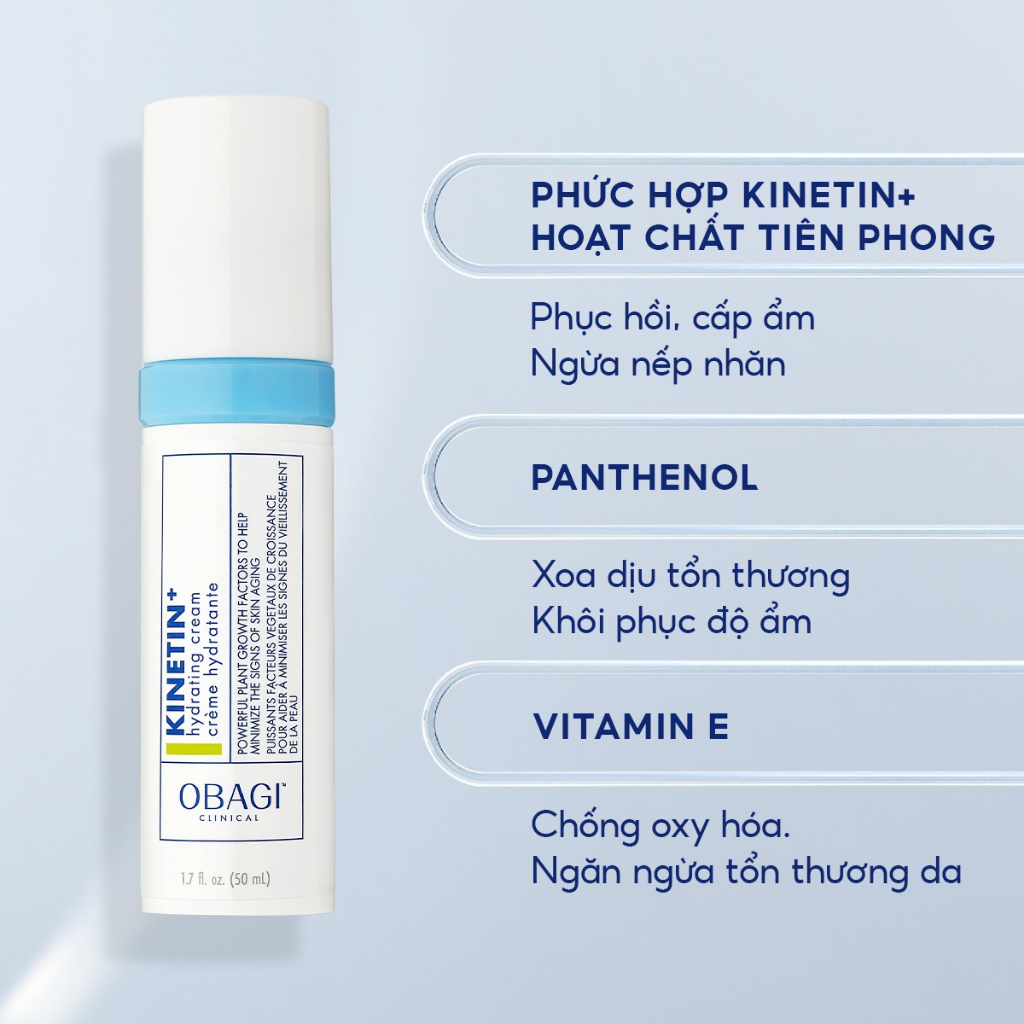 Kem dưỡng OBAGI CLINICAL Kinetin+ Hydrating Cream 50ml - Độc quyền Kinetin, phục hồi, làm dịu da