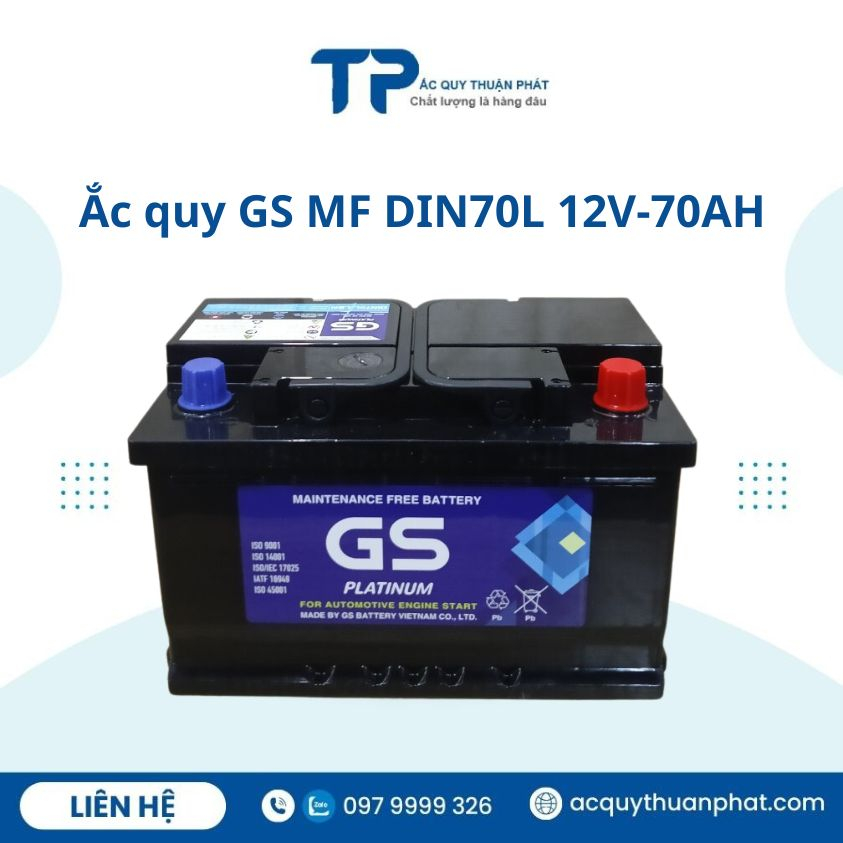 Bình ắc quy Gs din70L 12v-70ah