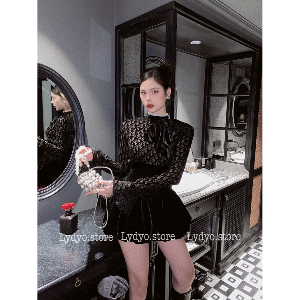 Set quần giả váy nhung, set váy đầm nhung, quần boom, áo nhung dài tay thu đông thiết kế sang chảnh cao cấp