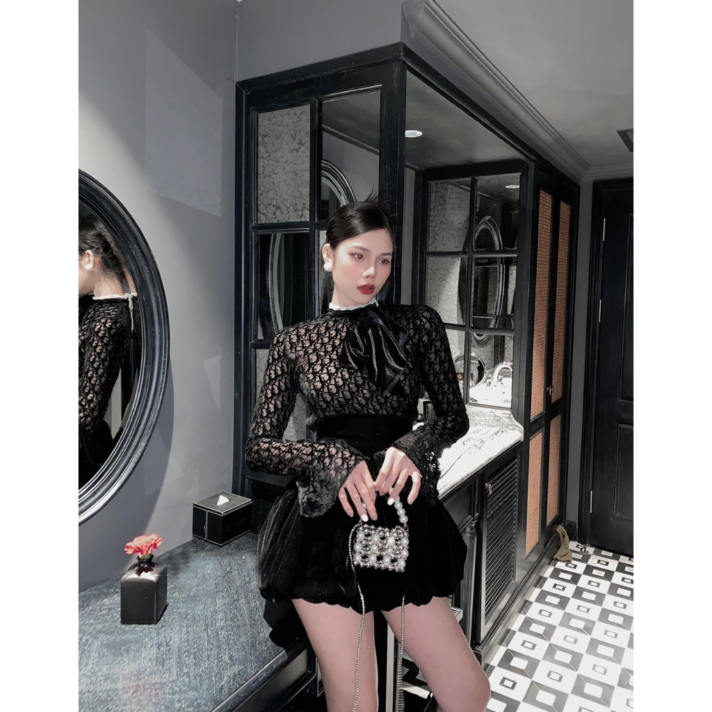 Set quần giả váy nhung, set váy đầm nhung, quần boom, áo nhung dài tay thu đông thiết kế sang chảnh cao cấp