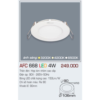 Đèn led âm trần tròn 4w. 6w, 9w, 12w, 15w, 18w anfaco afc 668