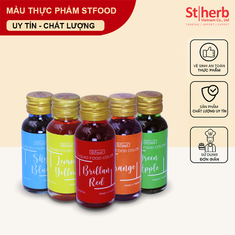 Màu Thực Phẩm Dùng Cho Đồ Ăn Và Pha Chế Thương Hiệu Stfood 30ml (Food Liquid Food Color 30ml)