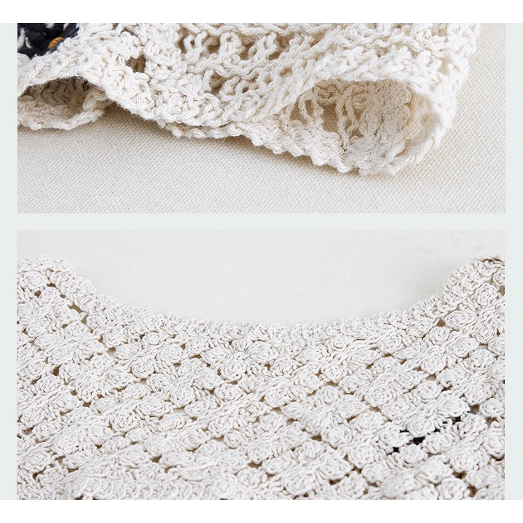 Áo Len Sát Nách phối hoa dáng croptop, chất liệu len dệt kim bằng tay xinh xắn