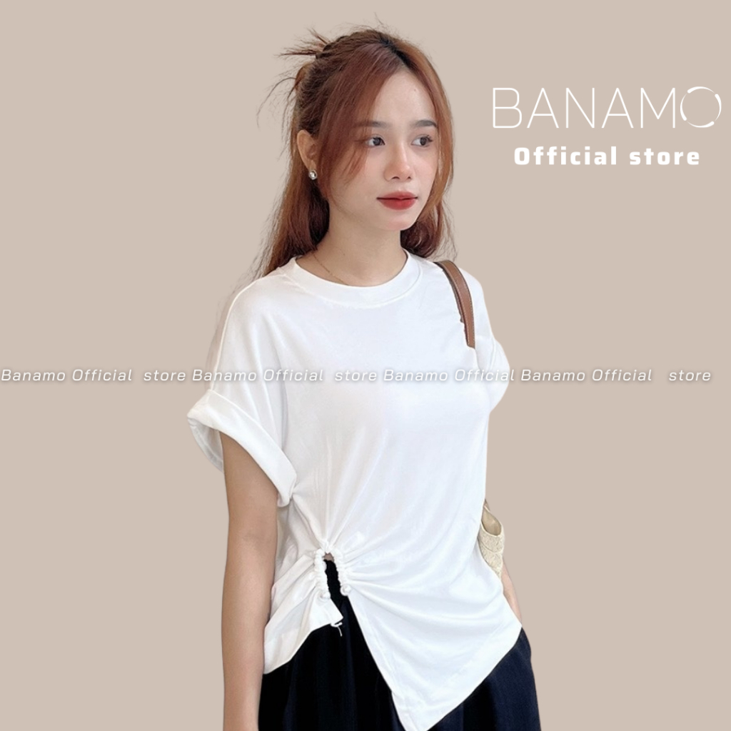 Áo thun Xẻ Tà Ngắn Tay mix ngọc form ôm trẻ trung siêu xinh cực hot