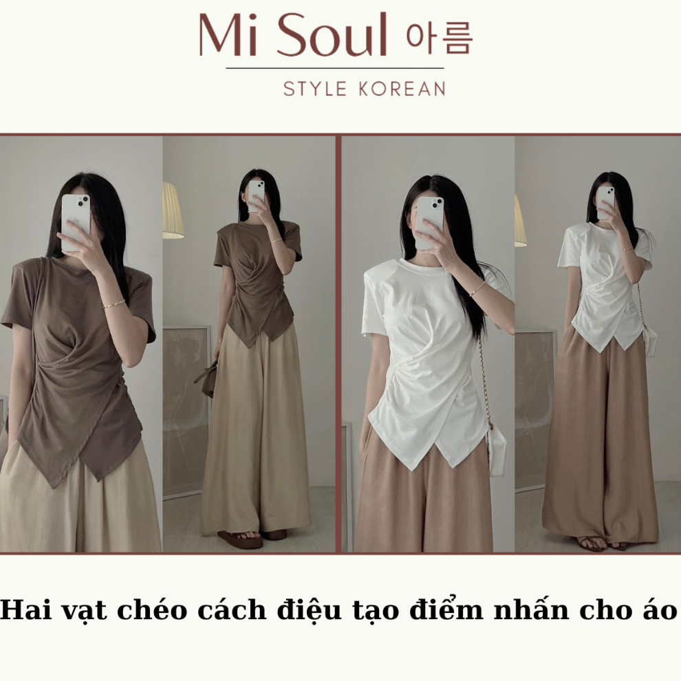 Áo Thun Xẻ Tà Xoắn Eo dáng slim cực tôn dáng, 4 màu áo siêu tôn da