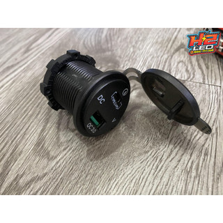 Sạc nhanh cổng type c + usb + đo vôn - h2led