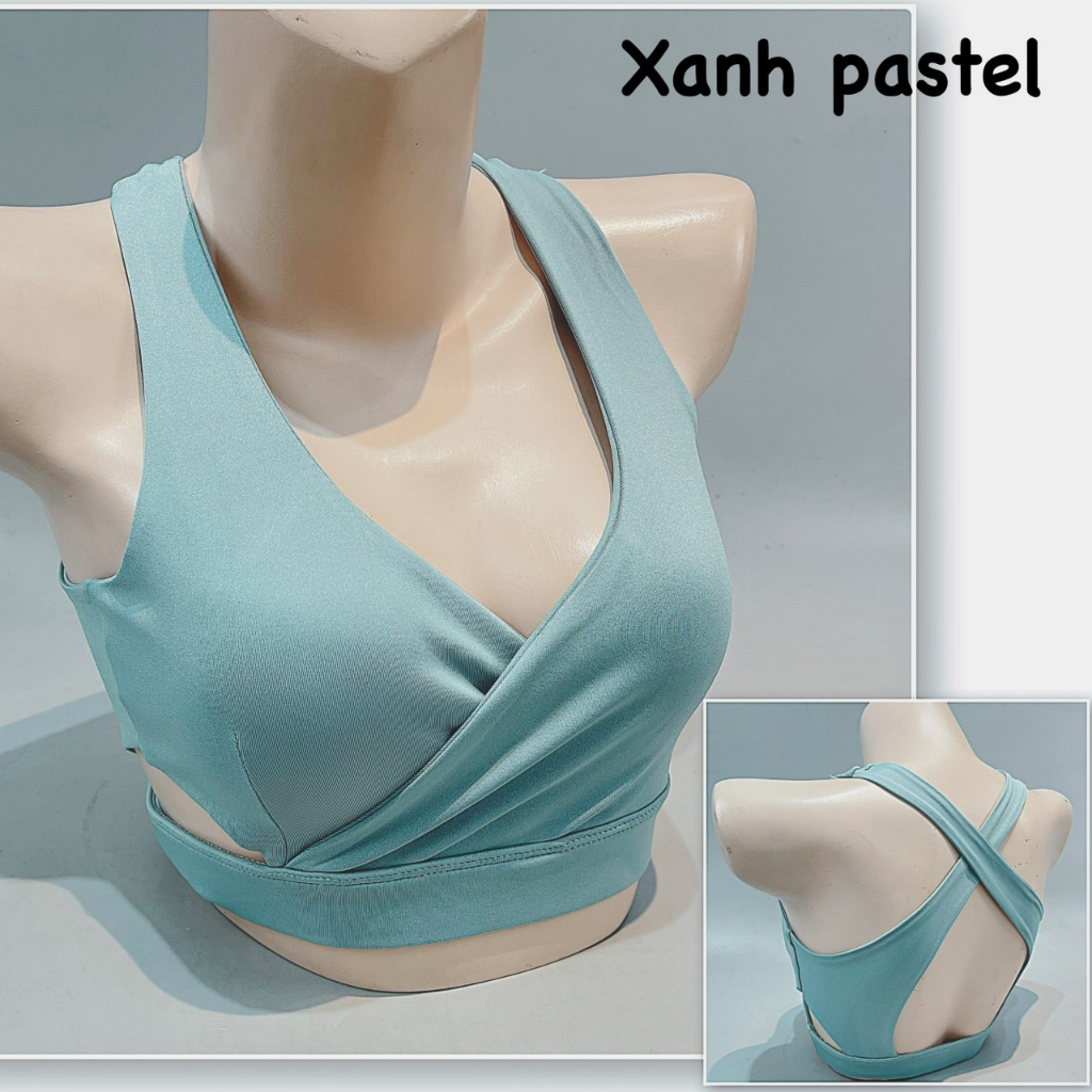 Bra cut eo đắp chéo kèm mút tập gym, yoga chất vải thấm hút mồ hôi - Yoga An Viên