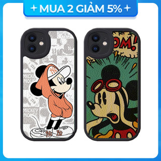 Ốp lưng Vân da OPPO A1K/A3S/A12/A74/A54/...dẻo đen viền bảo vệ camera hình Mickay Áo (da thật)