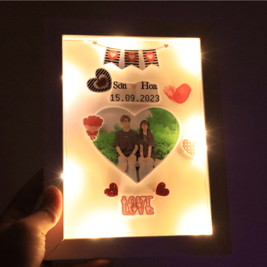 Khung ảnh in dấu vân tay tình yêu, kích thước 13x18, 15x21 mặt kính