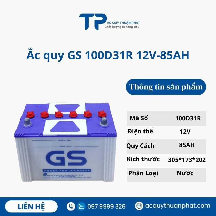 bình ắc quy Nước Gs 100D31R 12V-85ah