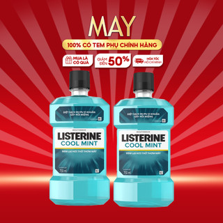 Bộ 2 Chai Nước Súc Miệng Listerine Diệt Khuẩn, Giữ Hơi Thở Thơm Mát Listerine Coolmint Mouthwash 750ml/Chai