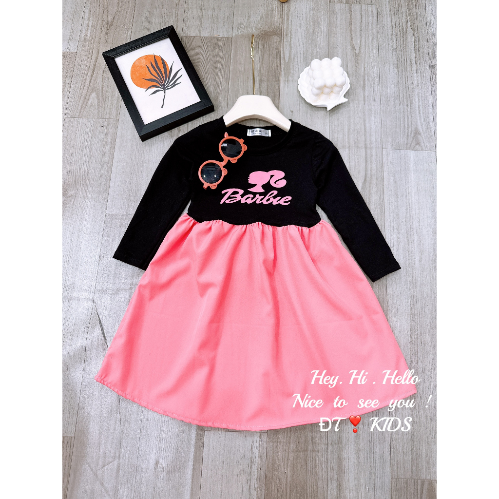 Váy babydoll cotton mềm mát phối 2 màu xinh xắn cho bé gái