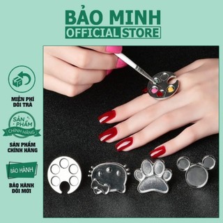 Nhẫn để màu , pha màu , đựng màu vẽ móng - Nhẫn đeo tay pha màu sơn gel vẽ tiện lợi - Dụng cụ làm nail