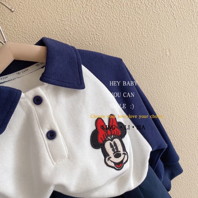 Set váy bé gái mùa thu,sét áo thun dài tay có cổ +chân váy xoè