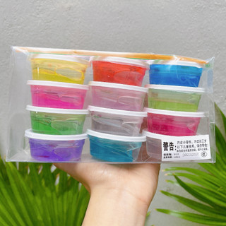 Hộp 12 hủ slime đủ màu vui nhộn - nguyên liệu làm slime