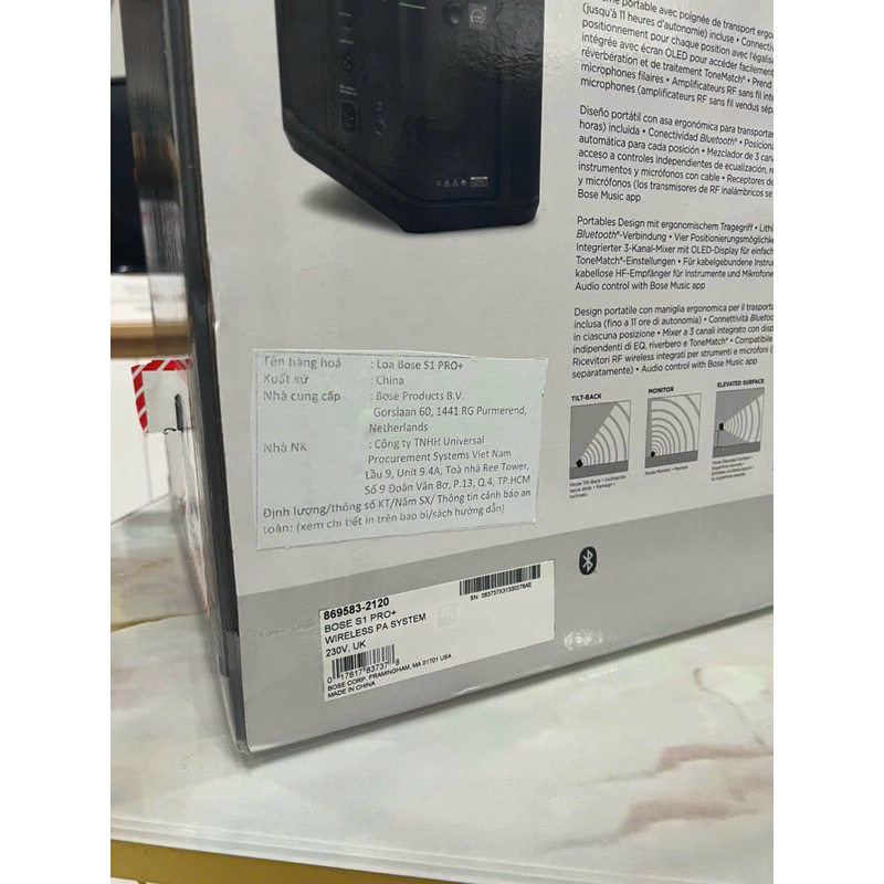 LOA DI ĐỘNG BLUETOOTH CHÍNH HÃNG BOSE S1PRO, S1RO+, PIN 11H, 150W, MIXER 3 KÊNH, BLUETOOTH, AUX