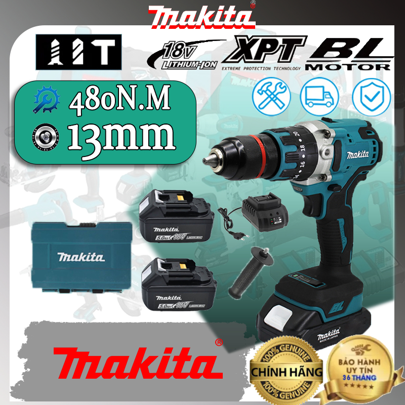 Máy khoan pin 21V Makita 3 chức năng có búa 480NM Với chức năng búa