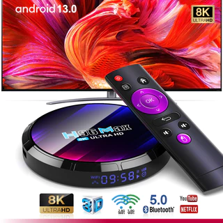 Android Tv Box Ram 4GB bộ nhớ 32GB hỗ trợ Video 8K android 13.0 Wifi kép Bluetooth 5.0 đa ứng dụng H96MAX 3528 tivi box