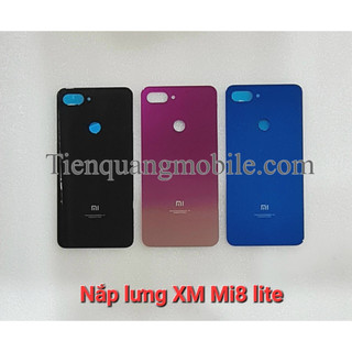 Nắp lưng Xi ao mi Mi 8 lite (đen, xanh, hồng)