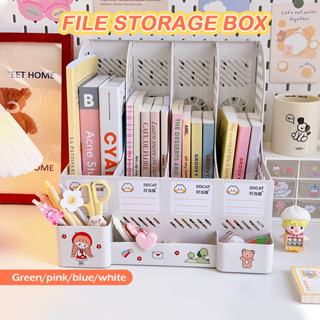 Khay Kệ dựng tài liệu văn phòng 4 ngăn xinh xắn, Hộp đựng sách trong suốt để bàn cho học sinh kệ decor nhiều ngăn.