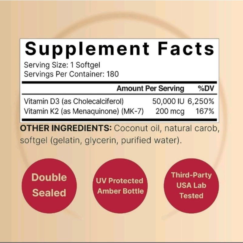 Viên Vitamin D3 50.000 IU, Vitamin K2 MK7, D3K2 Chống Loãng Xương, Chắc Khỏe Xương Khớp, Tăng Miễn Dịch, Naturebell