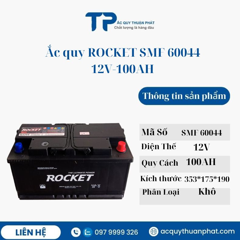 Bình ắc quy Rocket Din 100 60044 12V-100ah