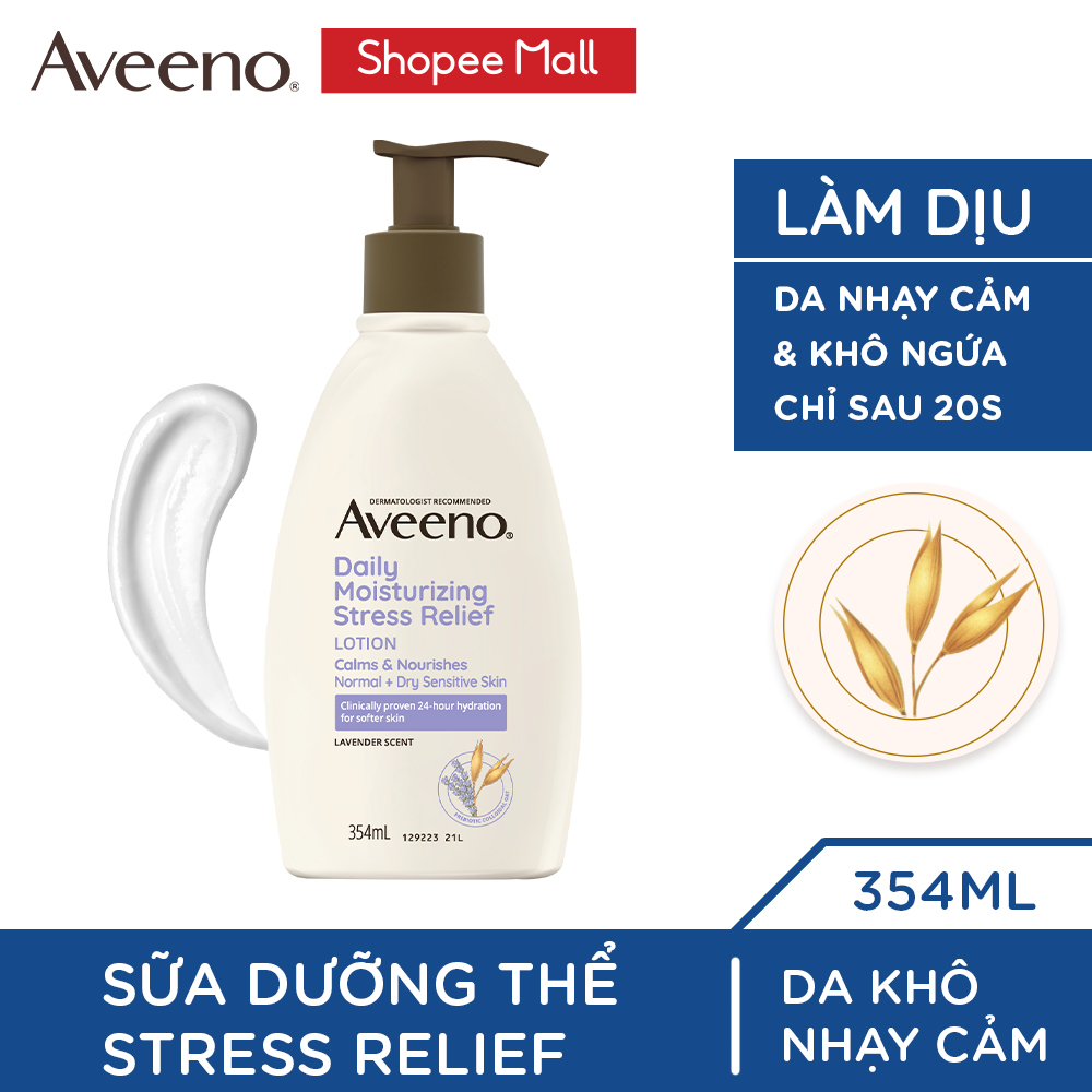 Sữa dưỡng thể cho da nhạy cảm, giảm căng thẳng hương lavender Aveeno Stress Relief 354ml