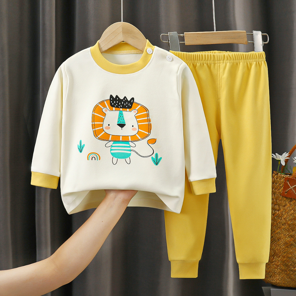 Bộ quần áo cotton thu đông mềm mịn cho bé từ 7kg đến 35kg