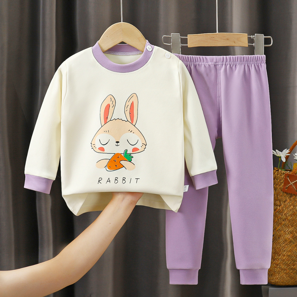 Bộ quần áo cotton thu đông mềm mịn cho bé từ 7kg đến 35kg