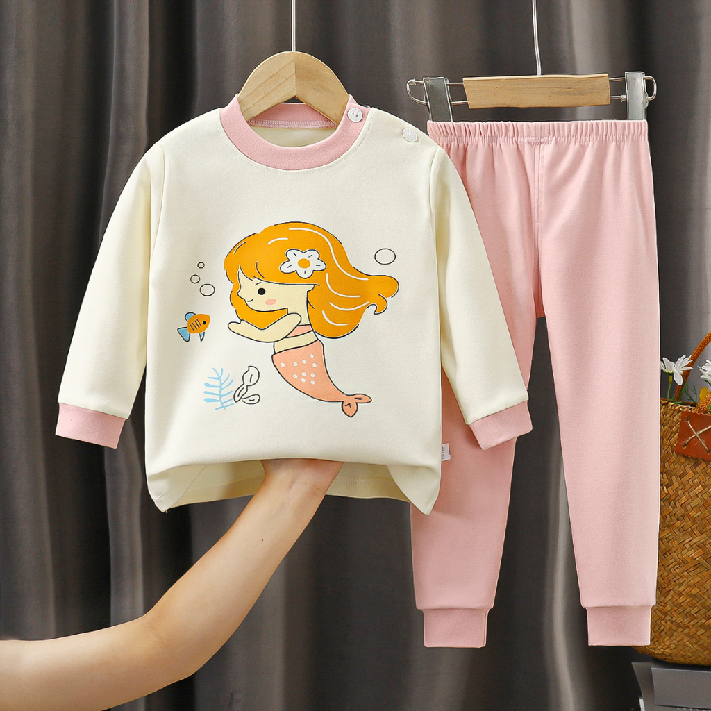 Bộ quần áo cotton thu đông mềm mịn cho bé từ 7kg đến 35kg